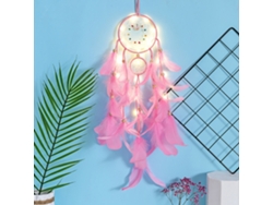 Ats-redes De Sueños Con Plumas Y Luz Led Portátiles Artesanales Colgantes De Pared Decoración Para Hogar Y Fotografía