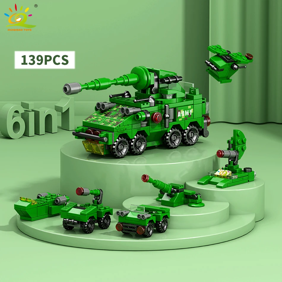 Juego de bloques de construcción 6 en 1 para construir ciudades, ideal para niños.