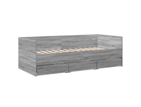 Tumbona con cajones madera ingeniería gris Sonoma VIDAXL (90 x 200 cm)