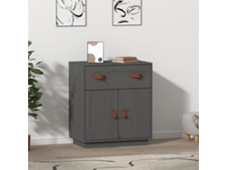 Aparador De Madera Maciza De Pino Gris 65,5x40x75 Cm