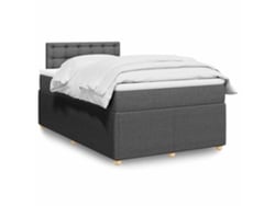 Cama Box Spring Con Colchón Tela Gris Oscuro 120x200 Cm