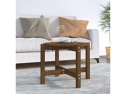 Mesa de Centro de Apoyo Ø 62,5X45 cm Madera de Pino Macizo Castaño-Miel