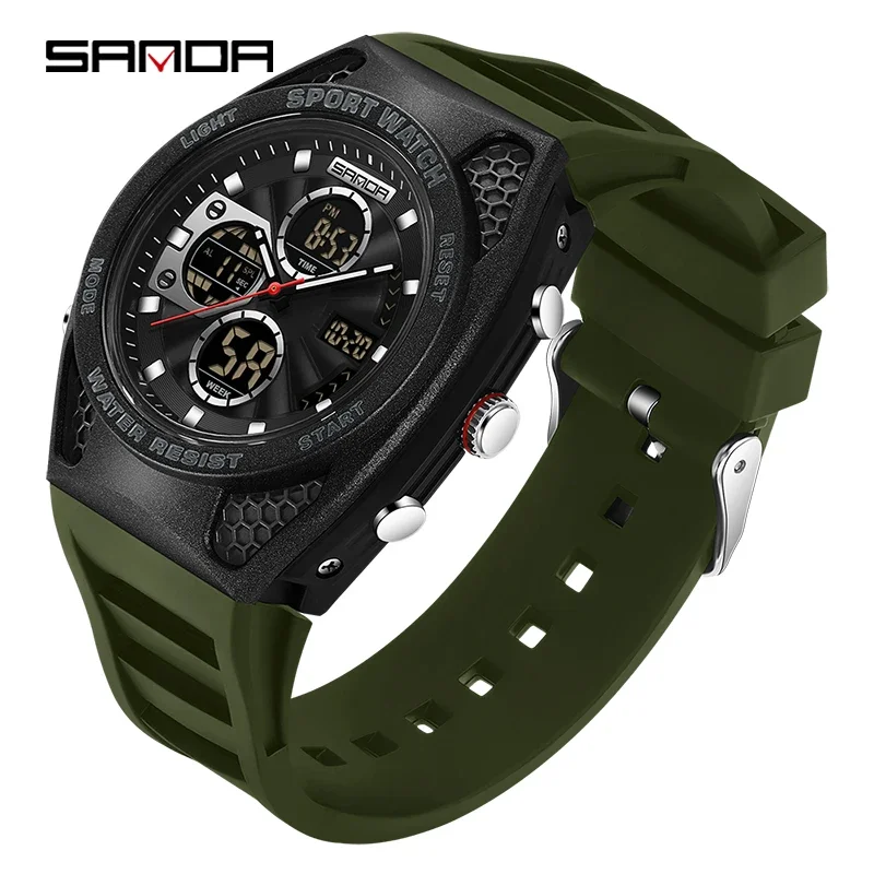 Reloj Electrónico Deportivo Y Elegante Para Hombre (verde), Cronógrafo Multifuncional, Luminoso, Resistente Al Agua Y Con Alarma.