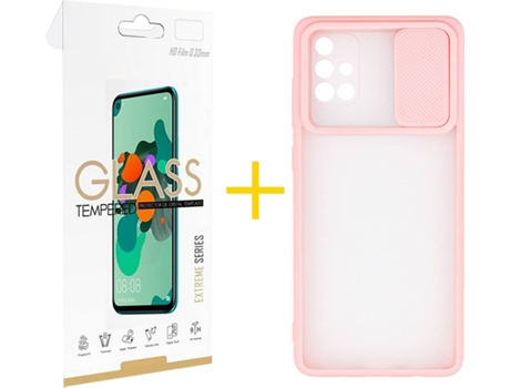 Carcasa + Protector de Pantalla para Samsung Galaxy A71 SKYHE Rosa Pastel