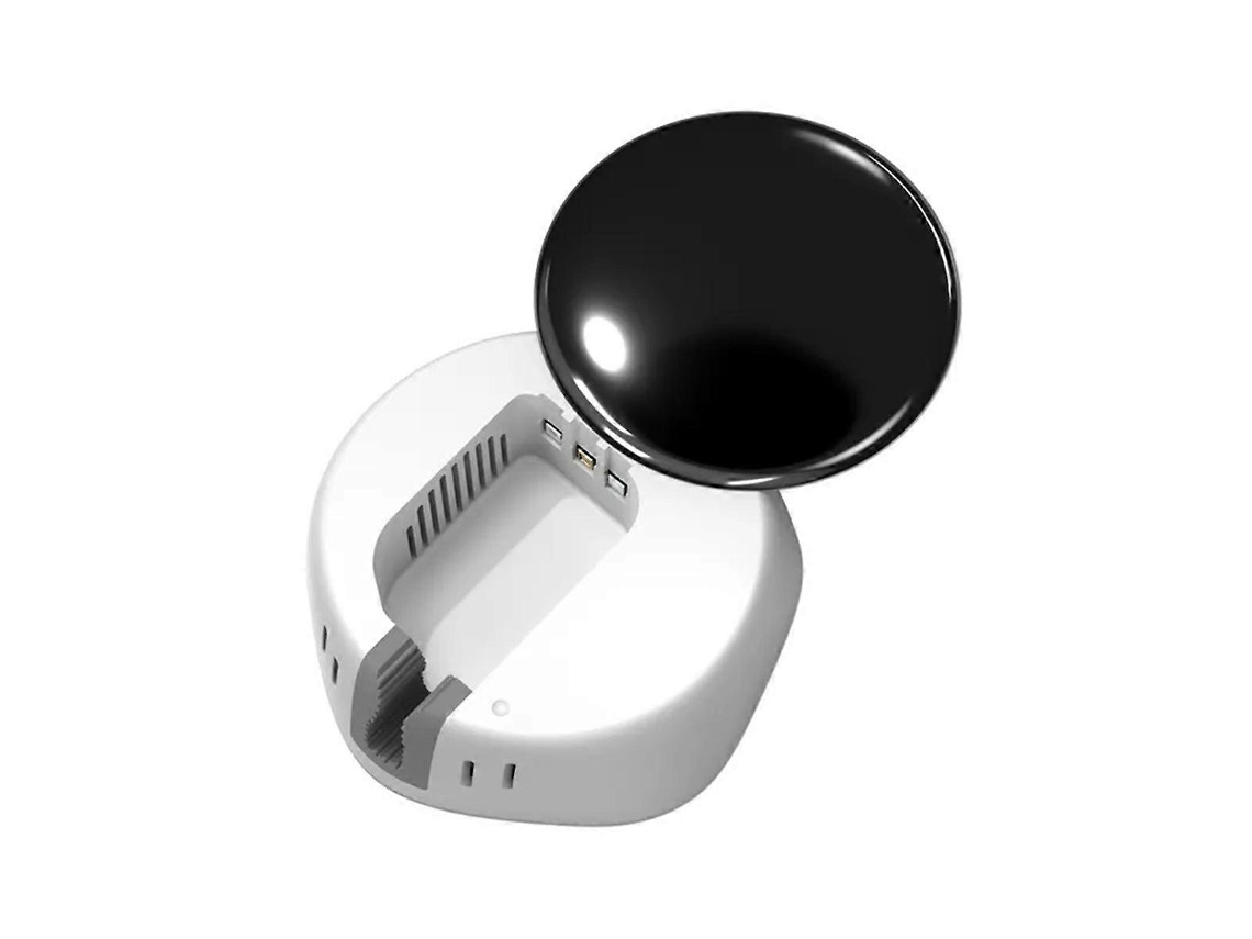 Mini esterilizador portátil recargable para cepillos de dientes con luz UVC, ideal para viajes. Caja blanca. Nostalgia88