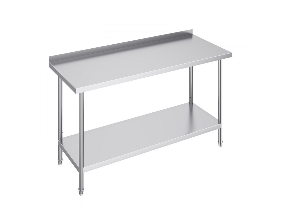 Mesa de trabajo de acero inoxidable de 610 x 1524 mm con estante Tekmaquinas