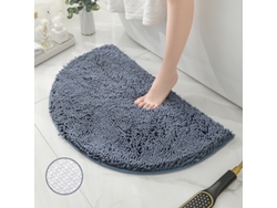 Alfombra de Baño LUUCOZK Antideslizantes Absorbentes Secado Rápido Decoración Baño Fondo Tpr Poliéster Azul (MeioCírculo50x80cm)