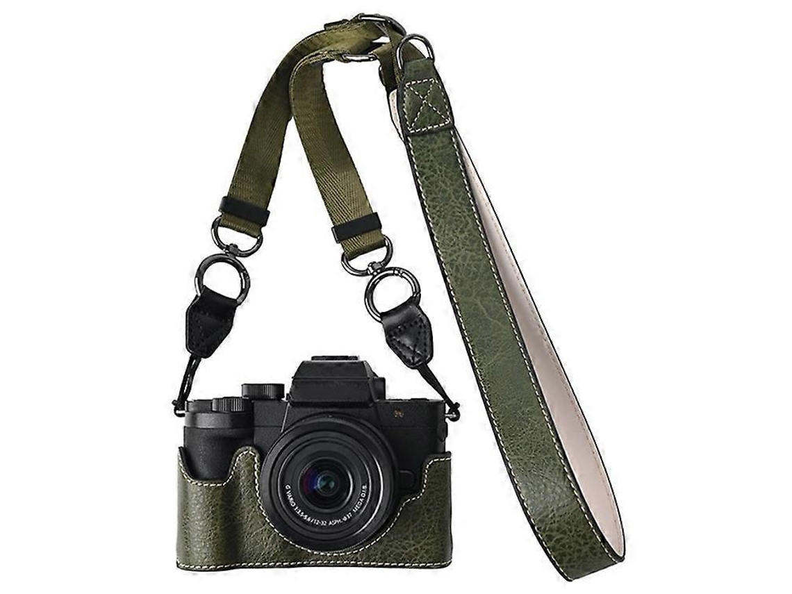 Estuche protector de PU con textura de lichi y correa para el hombro compatible con la cámara Panasonic Lumix G100k