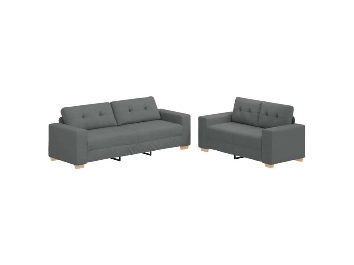 Maison Exclusive - Juego De Sofá De 2 Piezas Con Cojines, Tela Gris Oscuro