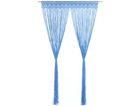 vidaXL Cortina de macramé algodón azul 140x240 cm