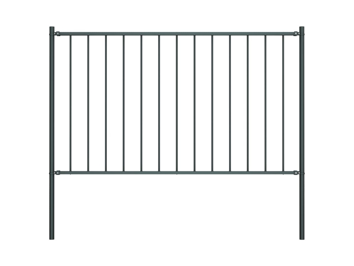 Panel de valla con postes de acero con recubrimiento en polvo, 1,7 x 0,75 m, antracita, DKD HOME DECOR