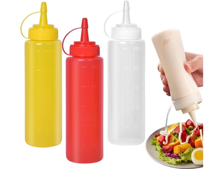 Botella de Condimentos, Botella de Salsa, Botella Exprimible de 8 oz, Botella de Plástico Flexible, para Pintar, Cocinar, Ketchup, Aceite de Oliva ...