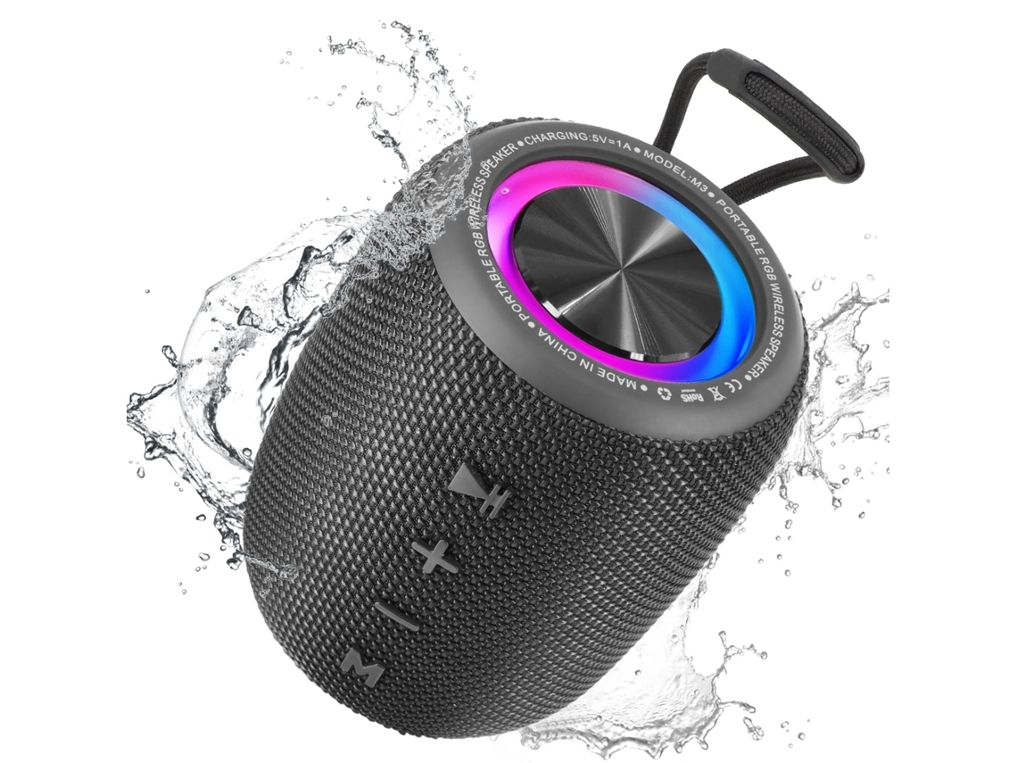 Altavoz Bluetooth inalámbrico portátil Yemaesre BT5.3, controladores de graves de 20 W con modos de luz LED dinámicos múltiples, resistente al agua IPX6