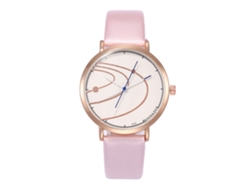 Reloj Analógico De Cuarzo Moderno Unisex De Cuero Pu Para Ocio (rosa)