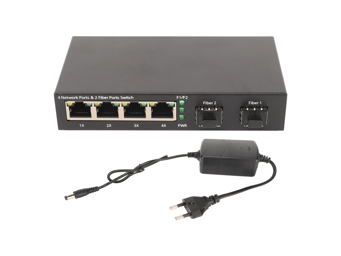 Switch De Fibra Sfp 6 Portas 10/100/1000m Adaptativo Com Indicadores Led Para Rede De Escritório Plug Eu 100-240v