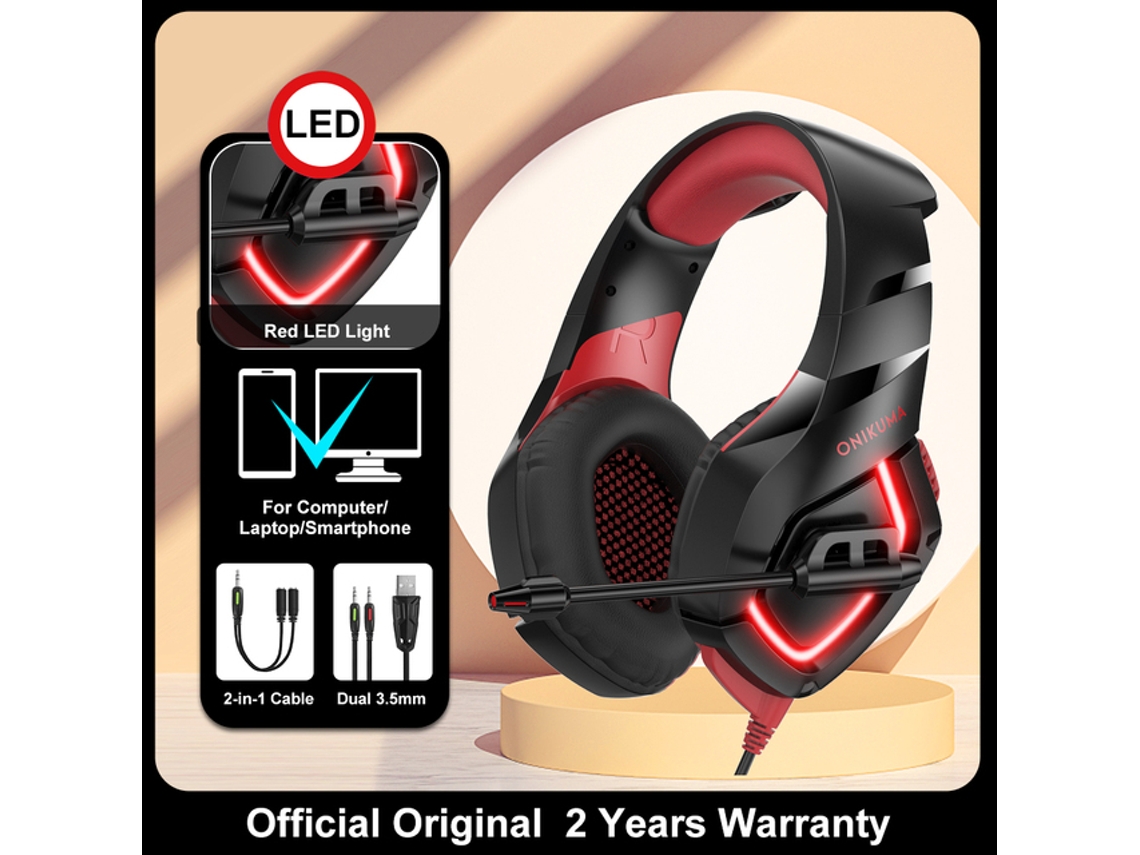 ONIKUMA X15 Pro RGB Head Beam Gaming Auriculares con Micrófono 3.5mm Durable Stereo Surround RGB Switch