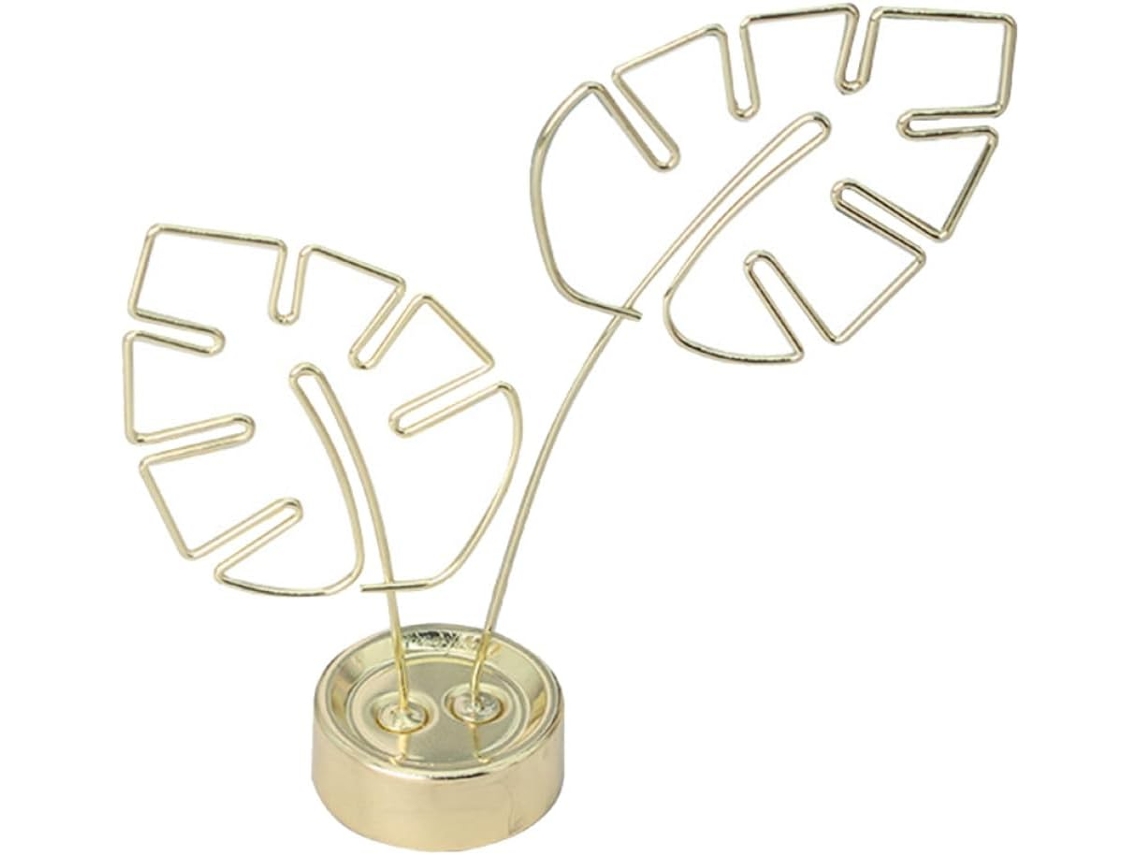 Soporte Escritorio Hierro Dorado Diseño Hojas Multifuncional Fotos Tarjetas Elegante Decorativo Bodas