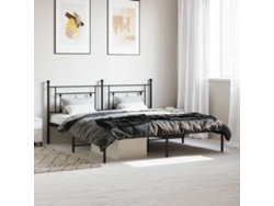 Estructura Cama Sin Colchón Con Cabecero Metal Negro 183x213 Cm