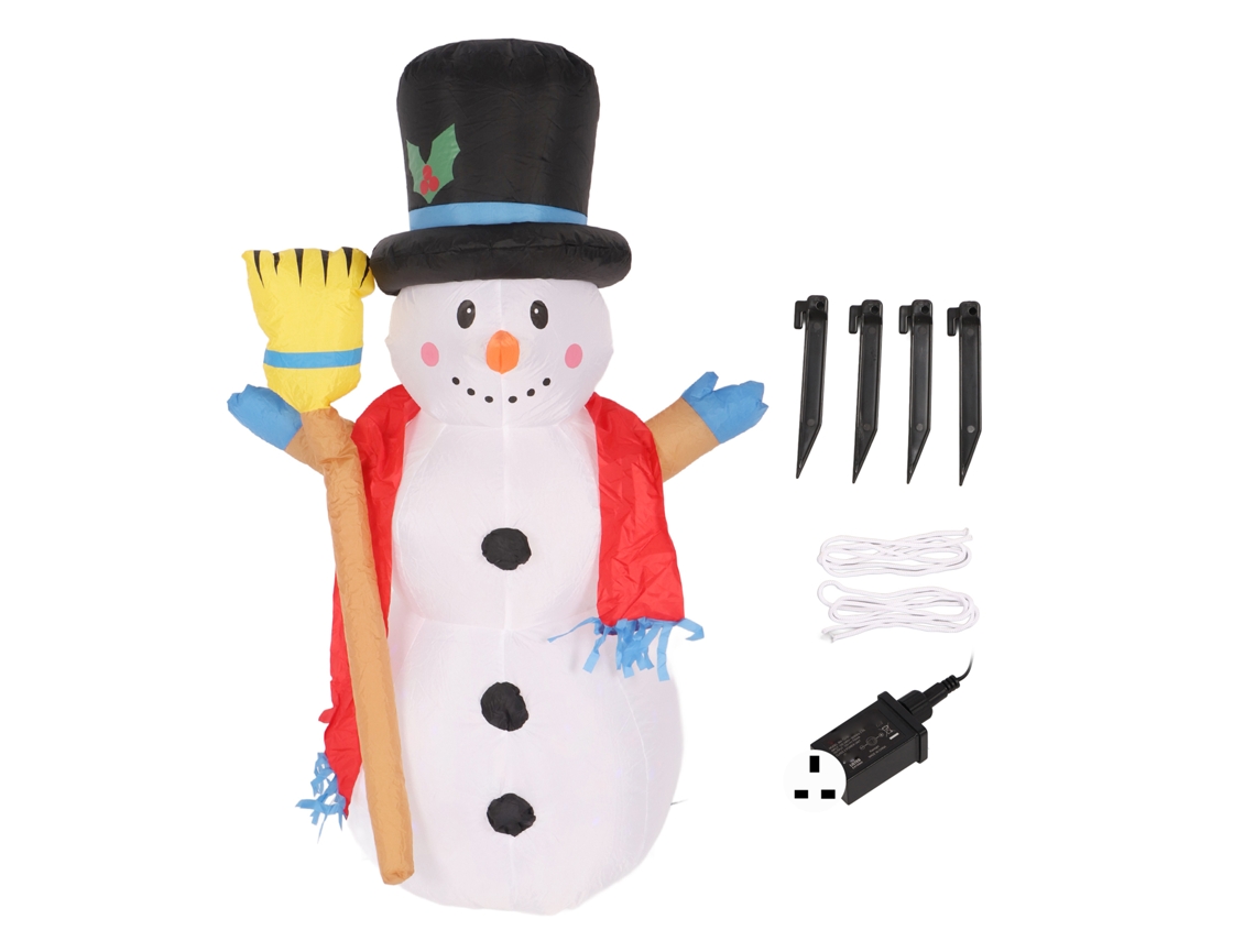 Muñeco de nieve navideño inflable de 1,2 m, decorativo para interior/exterior con luz giratoria, enchufe británico de 220 V.