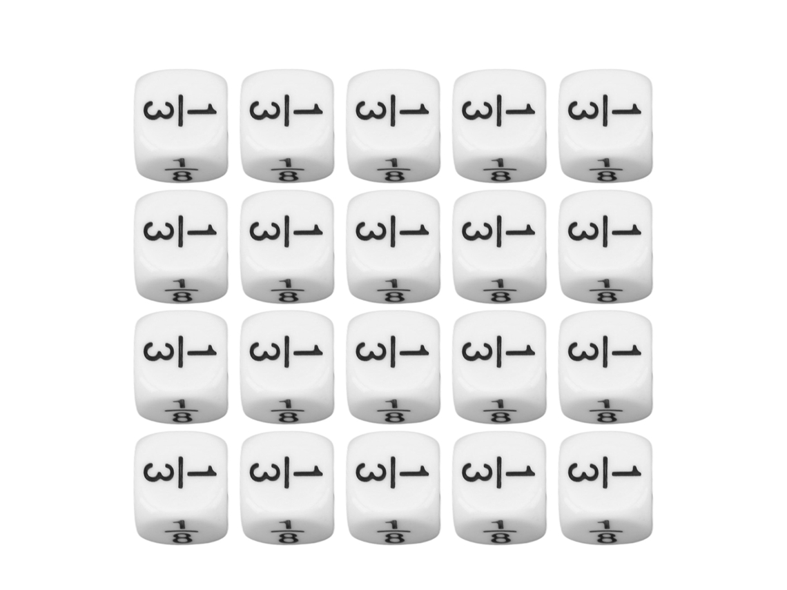 2026-20 Dados De Fracciones 16mm Con Símbolos Blancos Herramienta Didáctica De Aritmética Matemática