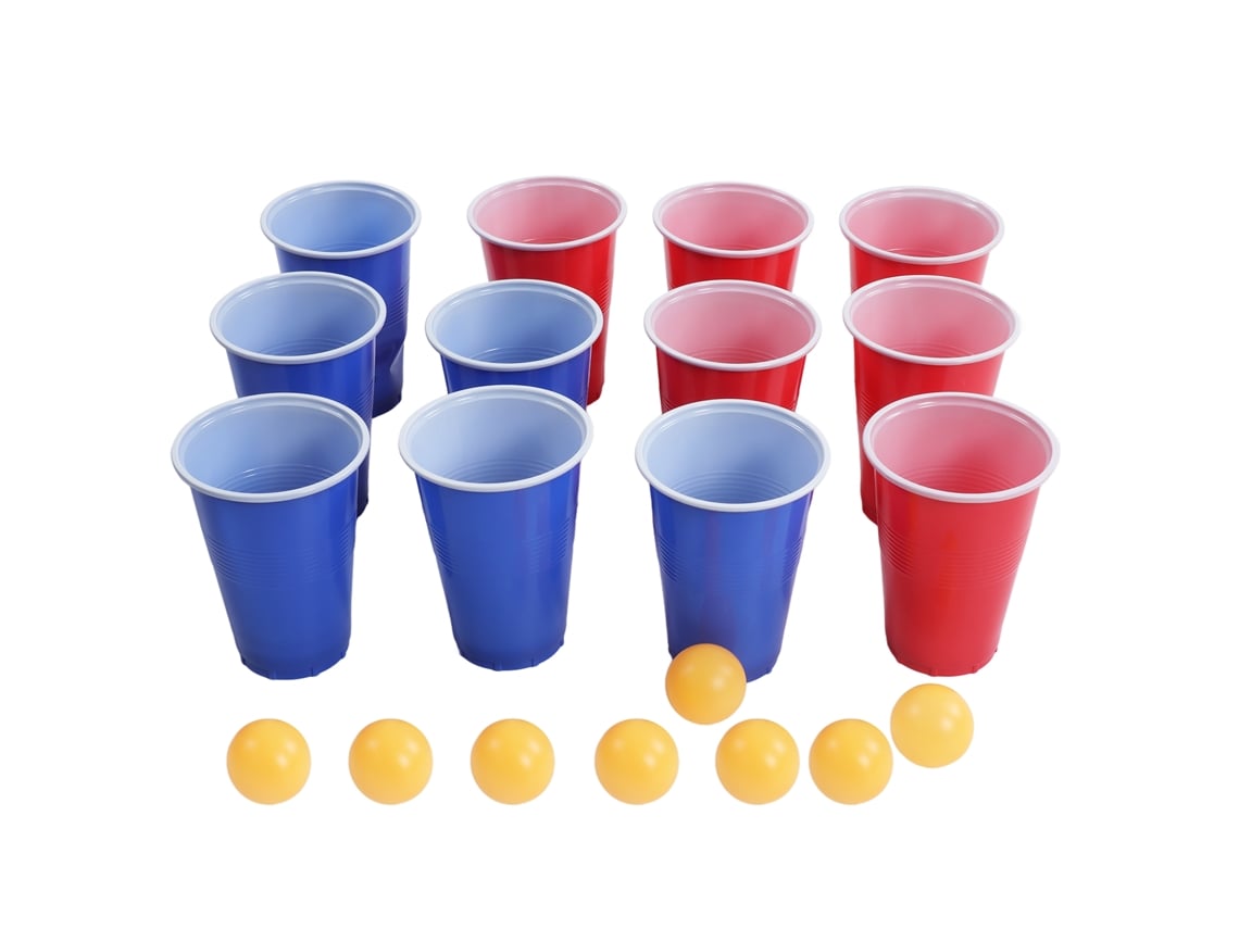 Conjunto De Jogo De Beer Pong 12 Copos 8 Bolas Plástico Para Festas De Férias