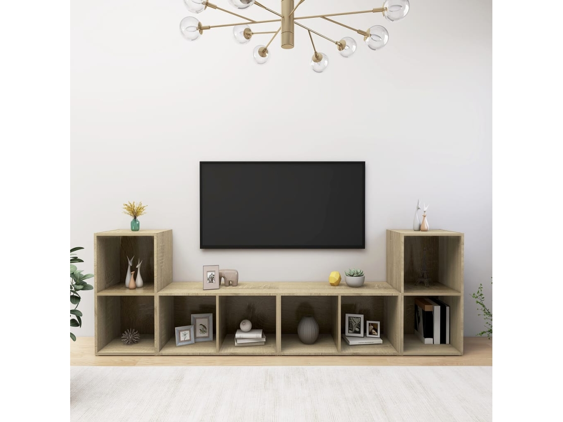 Estantería/Muebles de TV 4 Pzs 72X35X36,5 Cm Contrachapado Roble Sonoma
