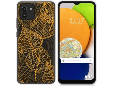 Carcasa para Samsung Galaxy A03 TUMUNDOSMARTPHONE Dibujos Transparente Hojas Multicolor