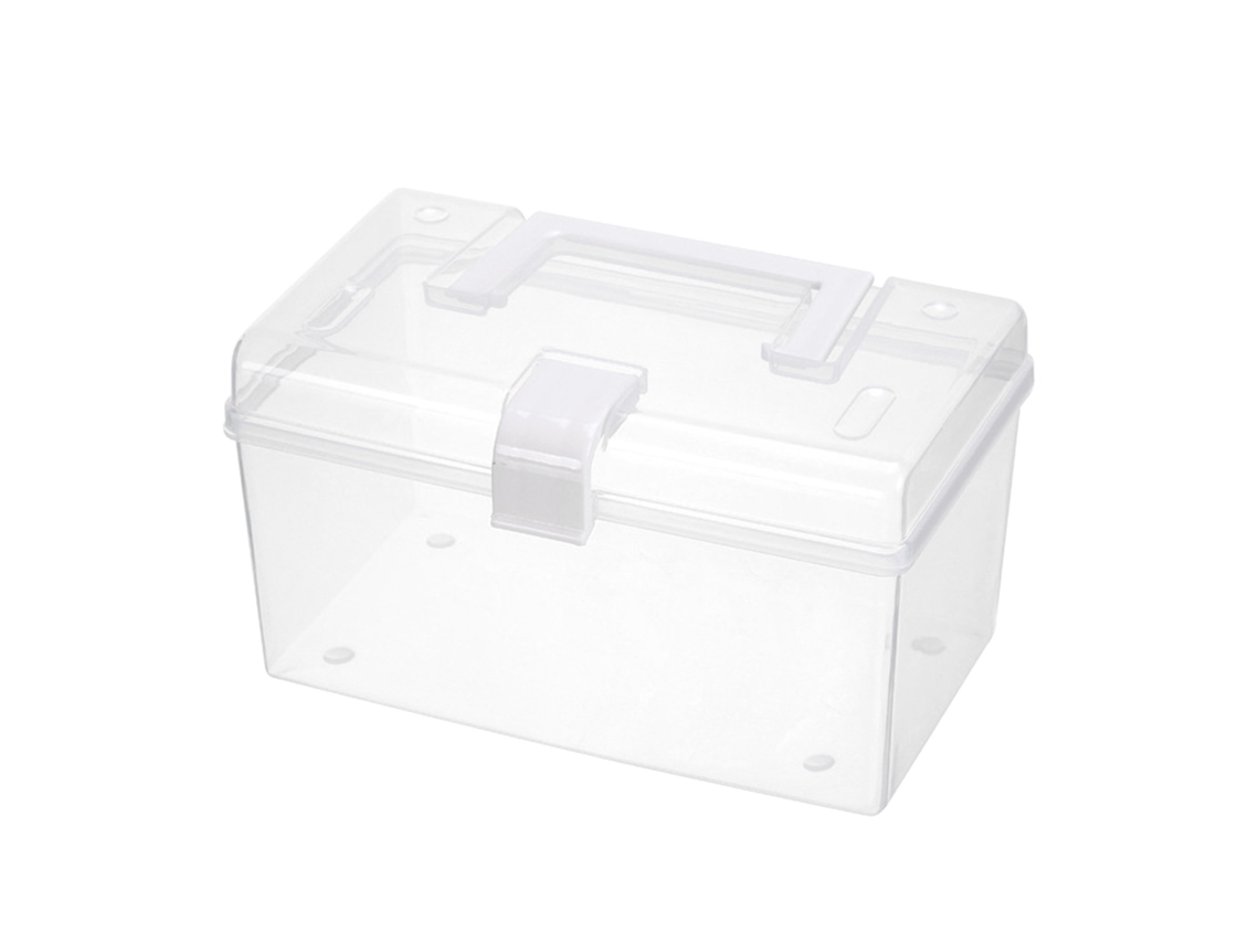 Caja De Almacenamiento Transparente, Diseño De Asa Portátil Versátil, Contenedor De Almacenamiento Para El Escritorio Del Hogar