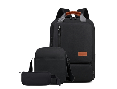 Mochila De Tres Piezas Mochila Para Computadora Portátil Mochila Para Hombres De Negocios Mochila De Gran Capacidad-Negro