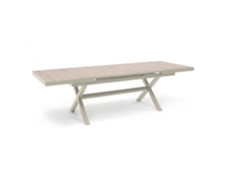 Mesa de jardín extensible de aluminio y cerámica Effet Bois para 8 a 12 personas Oviala (200/260x100 cm)