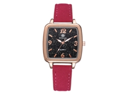 Reloj De Pulsera Cuadrado Con Forma De Estrella Para Mujer En Piel Sintética Rosa Y Roja Con Movimiento De Cuarzo.