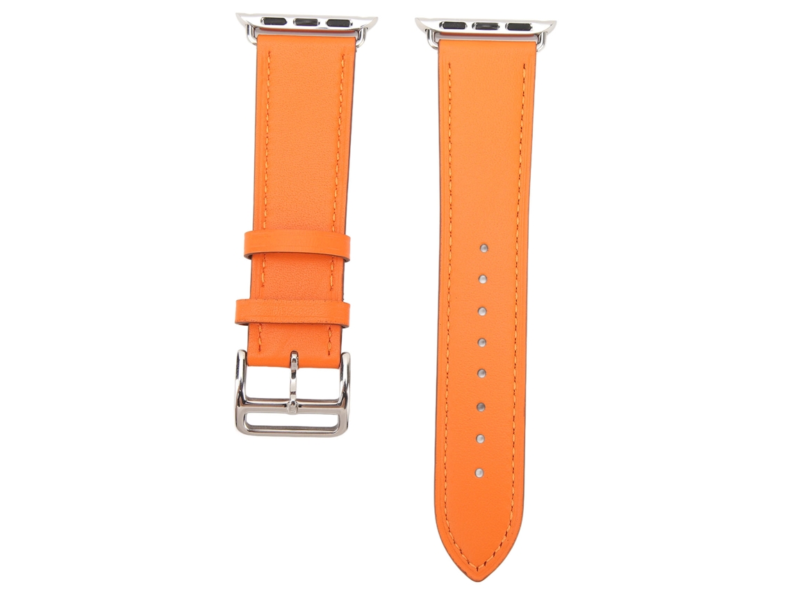 Pulseira De Couro Para Smartwatch Universal Para Iwatch Series Se 8 7 6 5 4 3 2 1 38mm 40mm 41mm Laranja