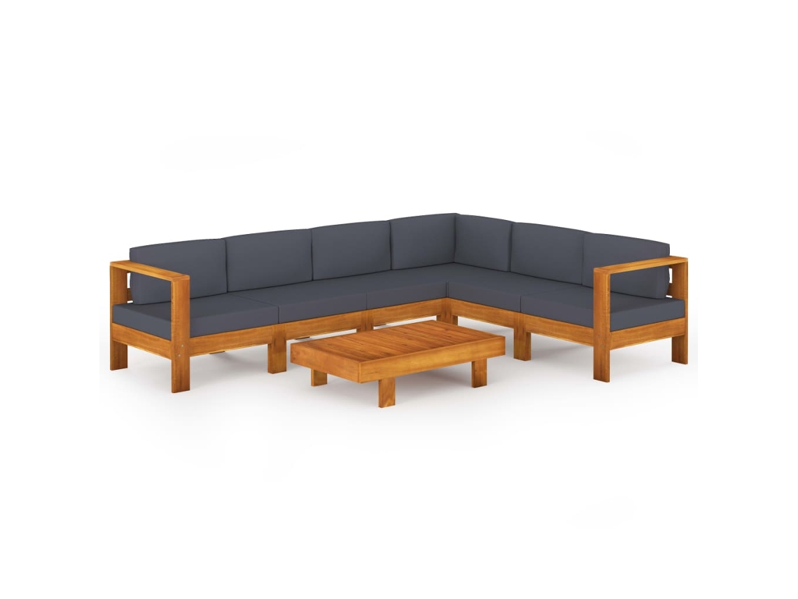 Maison Exclusive - Muebles De Jardín 7 Pzas Con Cojines Gris Oscuro Madera Acacia