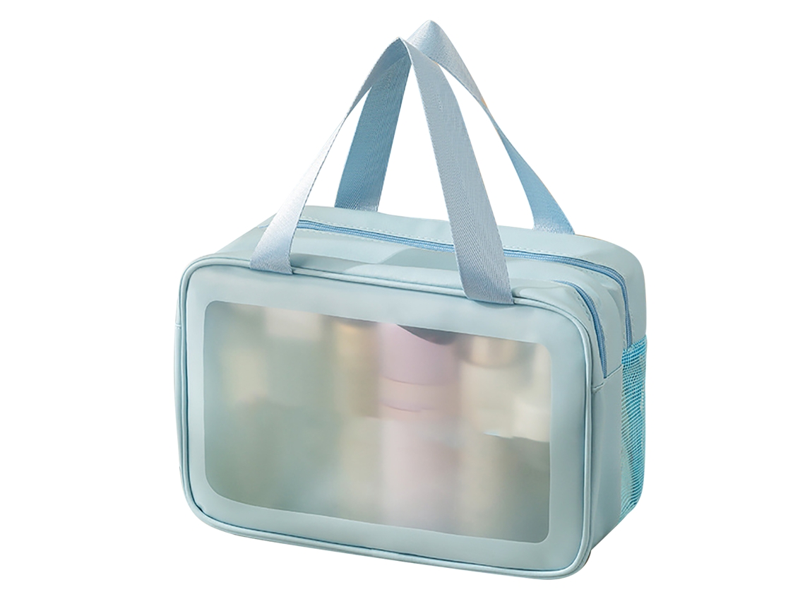 Bolsa De Maquillaje De Viaje Portátil De Pvc De Doble Capa Impermeable Con Separación En Seco Y Húmedo Para Artículos De Tocador Con Mayor Capacidad