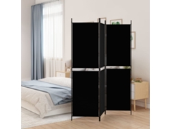 Biombo Divisor | Biombo Separador | Separador De Ambientes De 3 Paneles De Tela Negro 150x180 Cm
