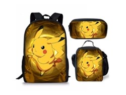 Mochila Escolar Infantil Con Estampado De Pikachu Y Pokémon, Juego De 3 Piezas*