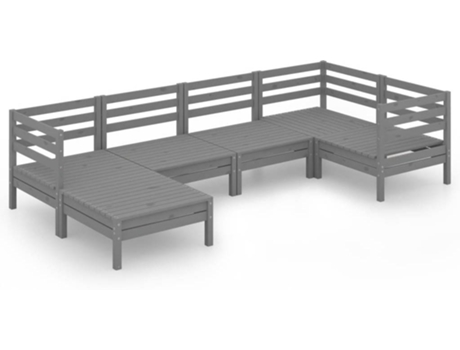 Conjunto 6 de muebles de jardín VIDAXL madera maciza de pino gris