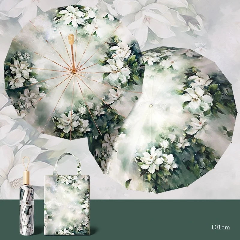 Paraguas Extragrande De Doble Capa, Con Diseño De Patchwork, De Aleación De Aluminio De 16 Varillas Y Vinilo De Doble Cara (gardenia Petal 16k)