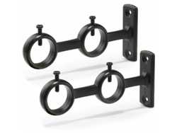Juego de 2 soportes de cortina de doble barra para salón o dormitorio (negro) NEVEANCE
