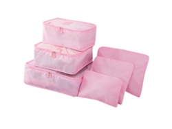 Juego De 6 Bolsas Organizadoras De Equipaje Oxford Impermeables Para Viajes De Negocios - Rosa