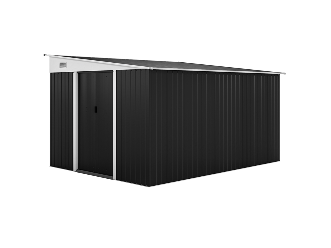 Caseta de herramientas de acero con puerta corredera 345x280.5x169-201 Negra