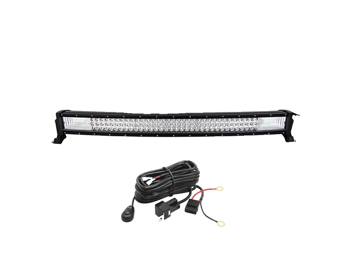 Barra de luces LED, diseño curvo/recto, tecnología 7D con 3 líneas, cable curvo de 32 pulgadas, OEM