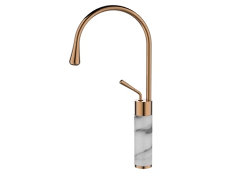 Grifo de Cocina INVENA de Fregadero En Cobre/Mármol Blanco para Baño, Mezcladora de Lavabo de Pie