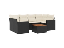 Maison Exclusive - Set De Comedor De Jardín 7 Pzas Y Cojines Ratán Sintético Negro