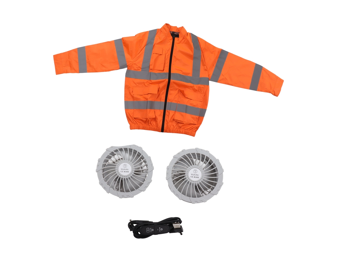Chaqueta Con Ventilador Inalámbrico, Refrescante, Con Protección Solar, Manga Larga, Blanca, Naranja Fluorescente, Xxxl