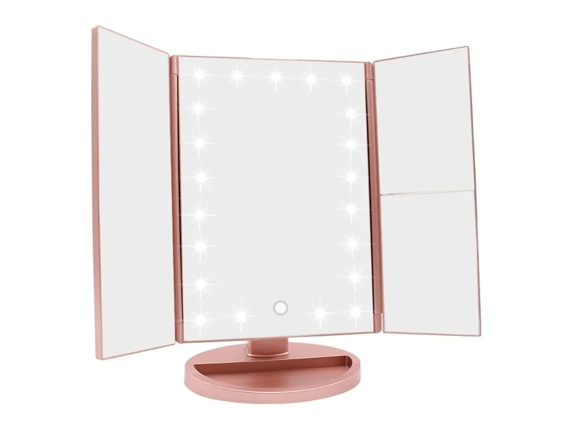 Espejo De Maquillaje Con Iluminación Led Y Aumento X1/x2/x3, Plegable, Con Pantalla Táctil, Apto Tanto Para Hombres Como Para Mujeres., Re