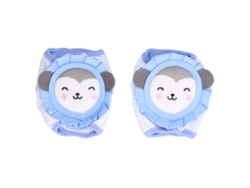 2pcs Joelheiras Ajustáveis Infantil Para Rastejar Cartoon Macaco Azul Céu Ventiladas Anti-deslizante