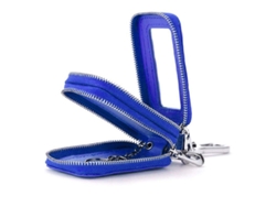 2026-funda Para Llaves De Coche De Cuero Doble Capa, Mini Llavero Portallaves (azul)