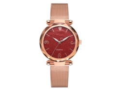 Reloj De Mujer Con Correa De Malla De Aleación Y Números Arábigos, Movimiento De Cuarzo (rojo)