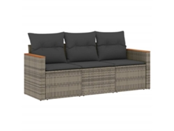 Maison Exclusive - Set De Sofá De Jardín 3 Pzas Y Cojines Ratán Sintético Gris